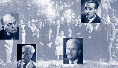 Historisches Foto: Otto Siegl, Konrad Stekl, Ernst Ludwig Uray und Günther Eisel